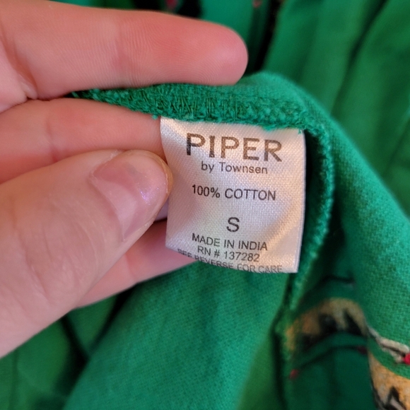 Piper By Townsen Green Pink Black Embroidered Off The Shoulder Dress - Picture 7 of 7